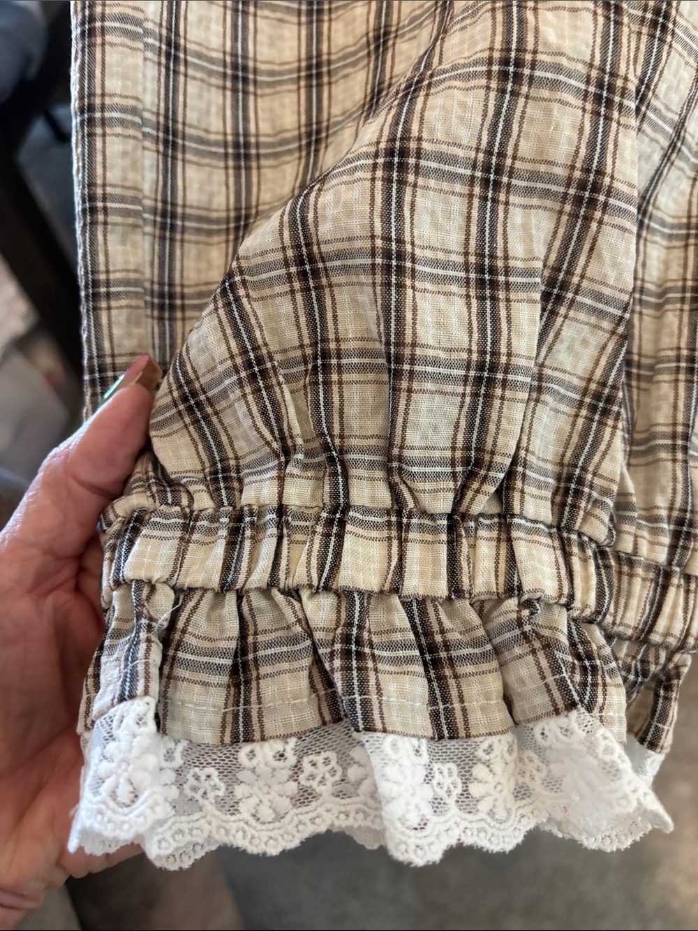 Plaid Elastic Waist Plaid Balloon Style Bottoms - Picture 4 of 6